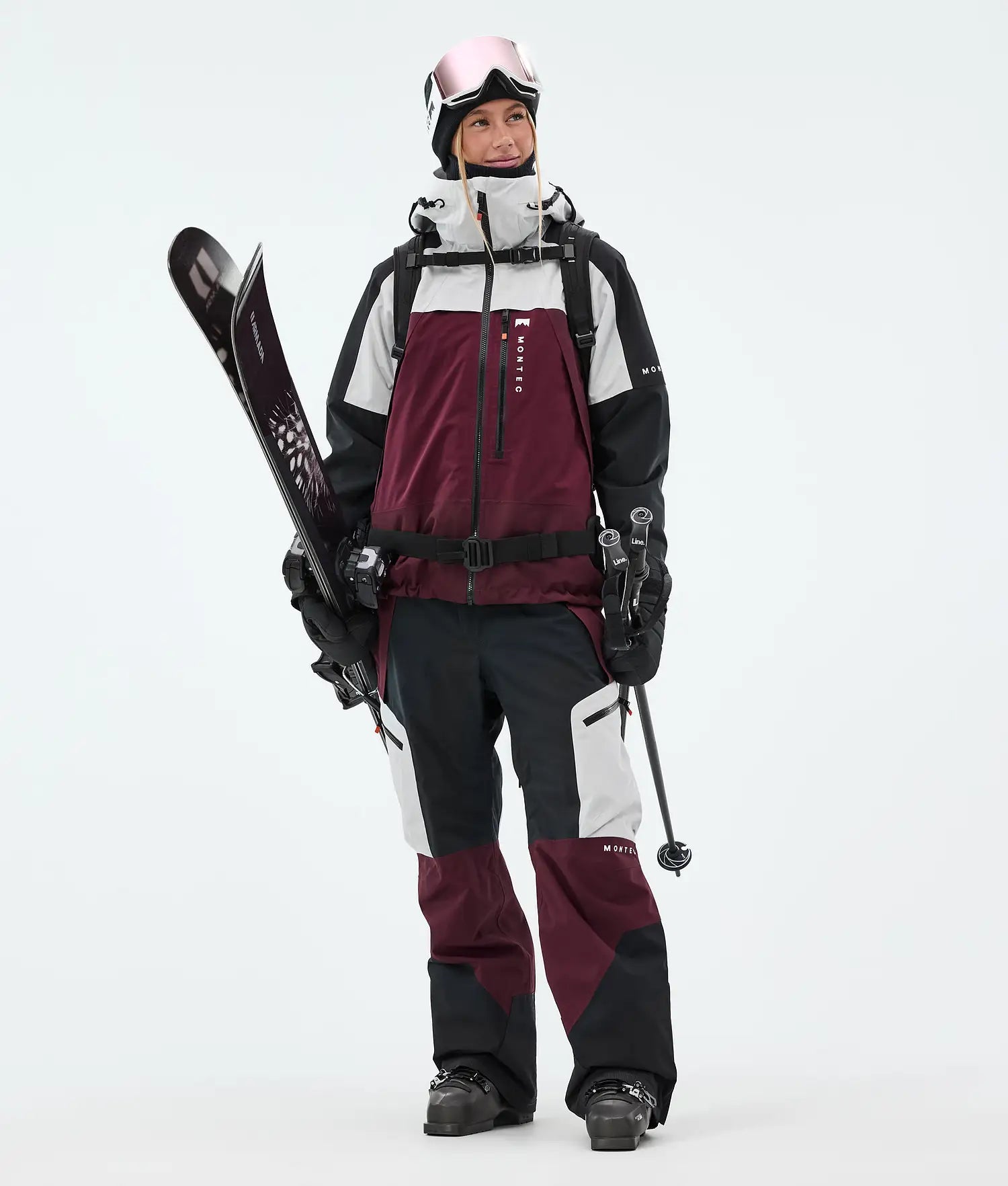Specter W Ski Jacket Women Light Grey/Black/Burgundy