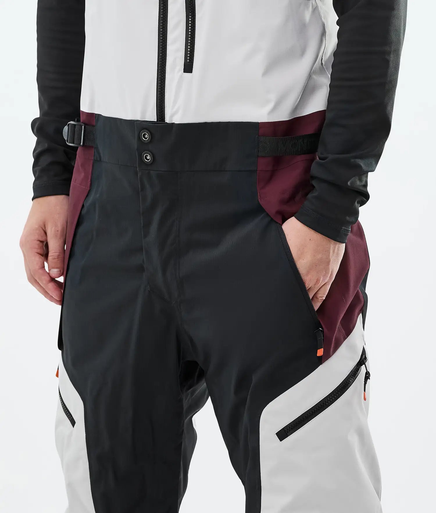 Plow Ski Pants Men Light Grey/Black/Burgundy