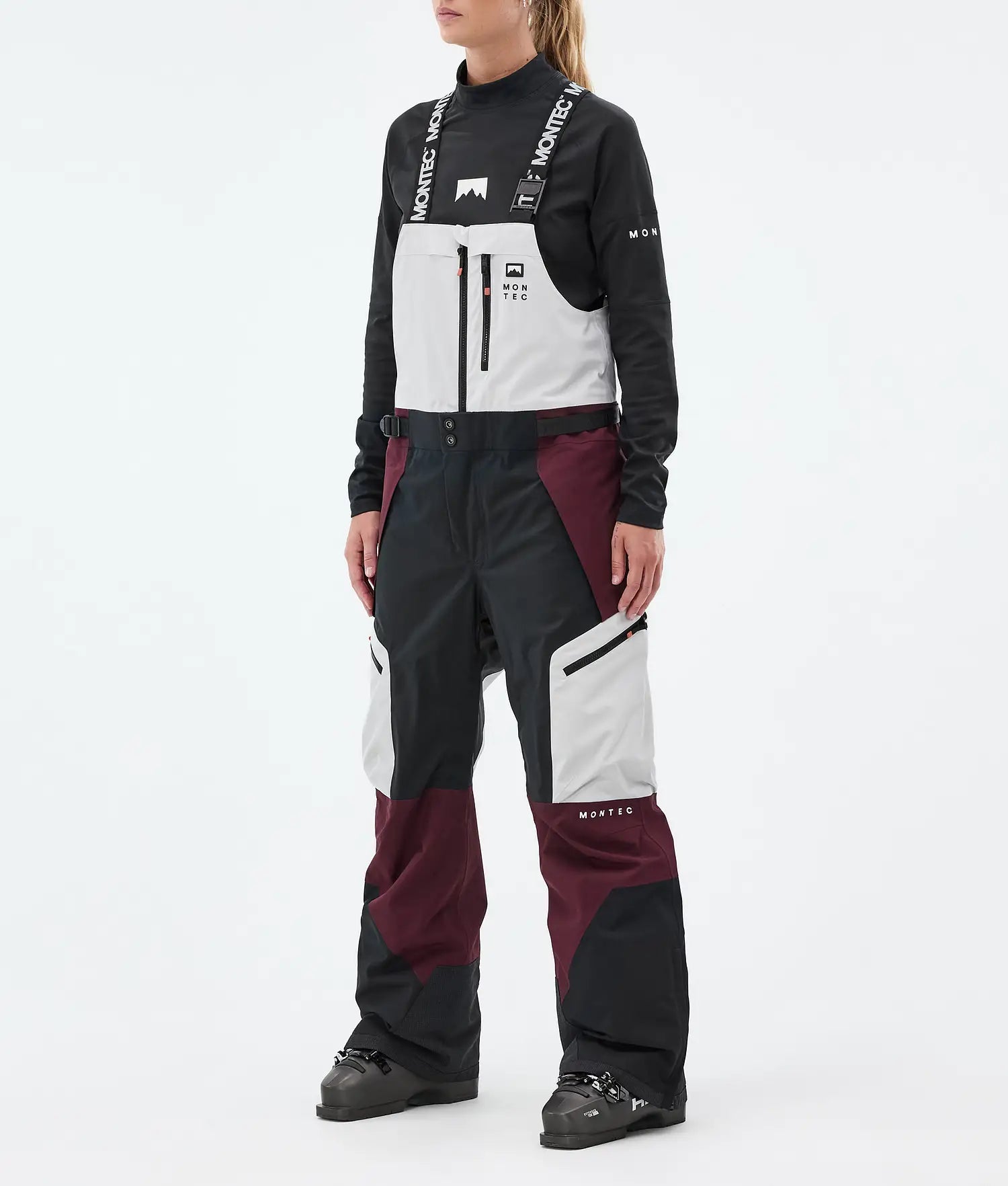 Plow W Ski Pants Women Light Grey/Black/Burgundy