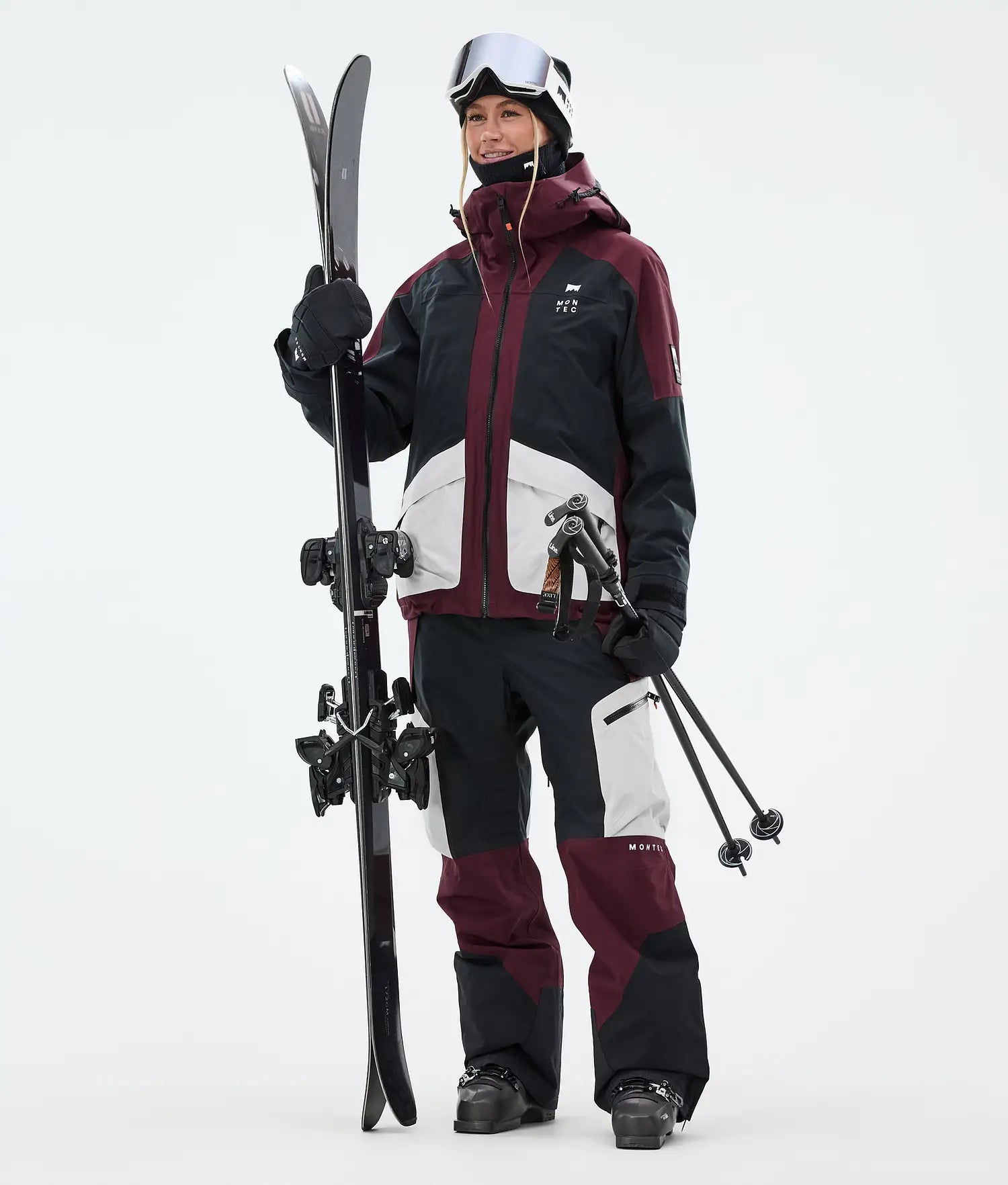 Plow W Ski Pants Women Light Grey/Black/Burgundy