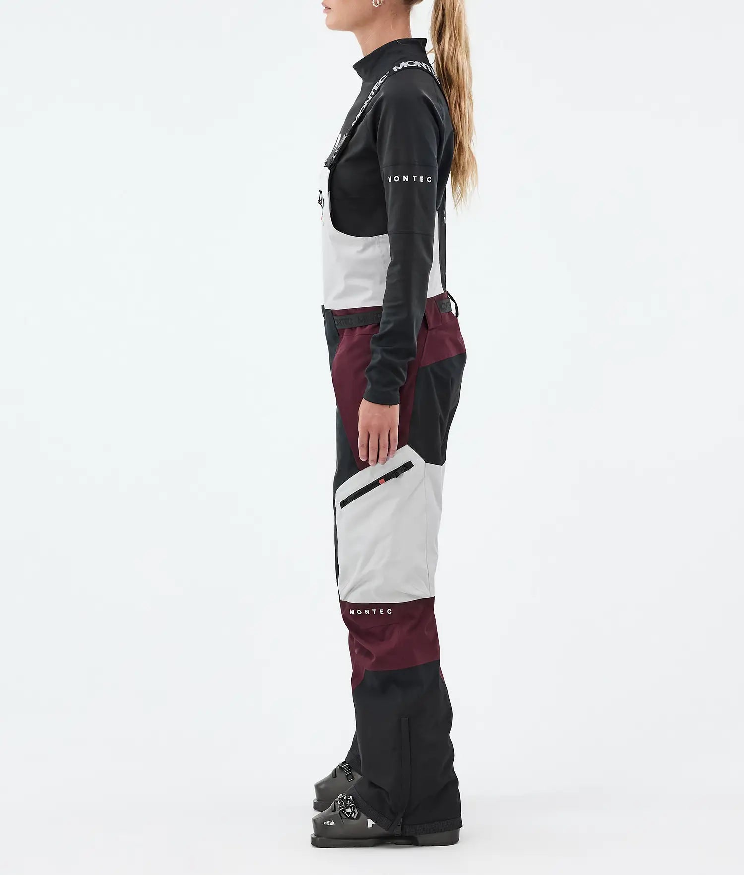 Plow W Ski Pants Women Light Grey/Black/Burgundy